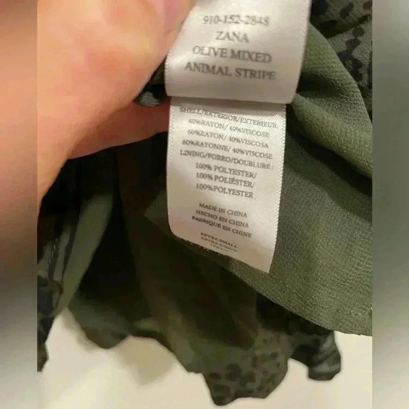 Rails Zana Mini Dress Olive Green Mixed Animal Print Womens Size Xsmall - Picture 5 of 7